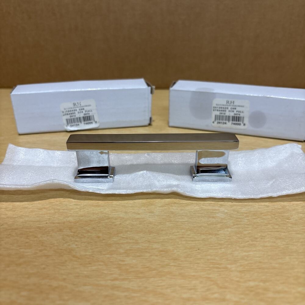 2X Restoration Hardware Strande Cabinet Pull 3”Center-to-Center Polished Chrome